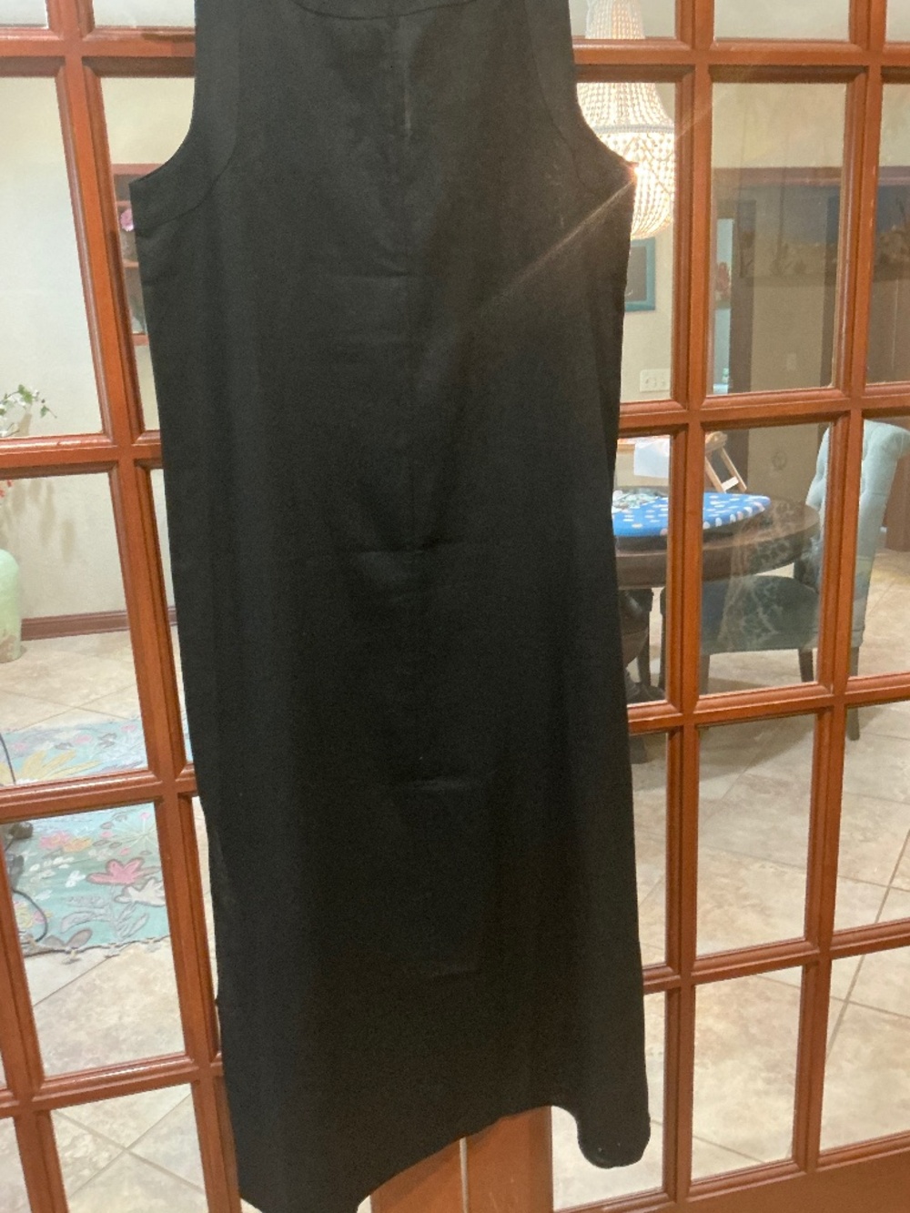 DKNY 100% Linen Maxi Dress-NWT-Black-Medium-Side slits